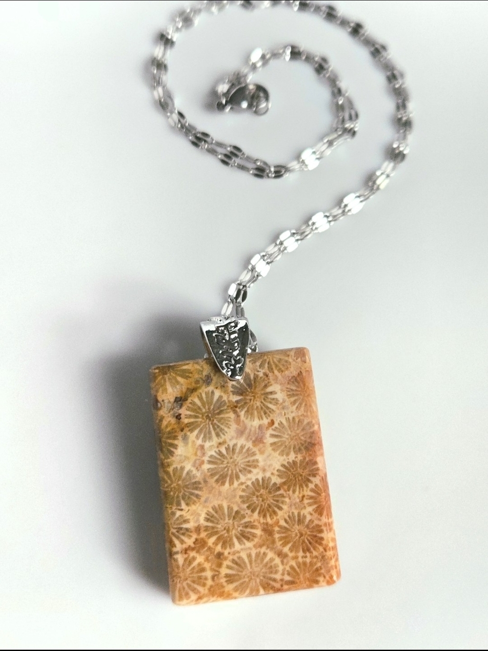 Natural Coral Fossil Pendant Necklace